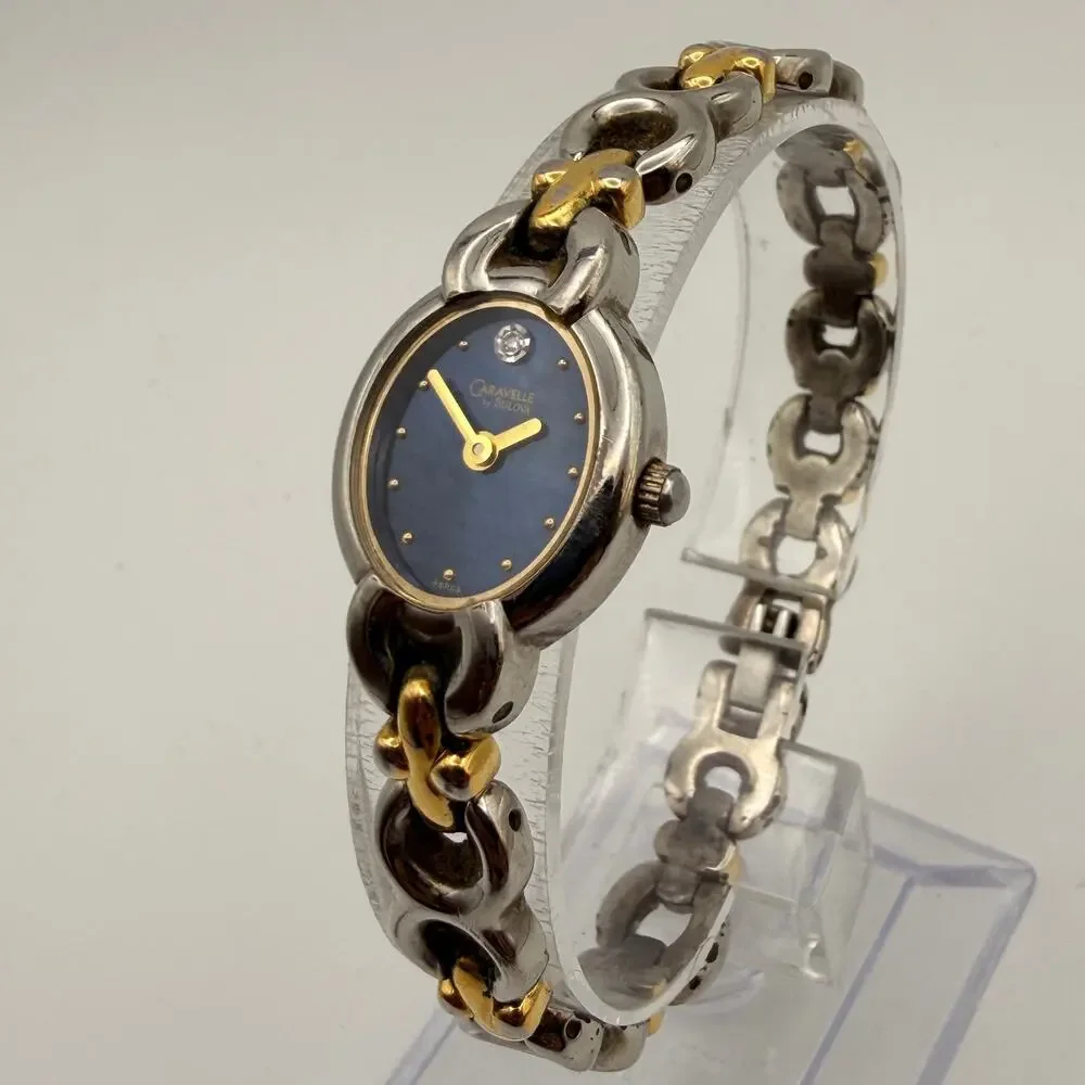 Elegant Caravelle by Bulova Two-Tone Diamond Watch Working New Battery